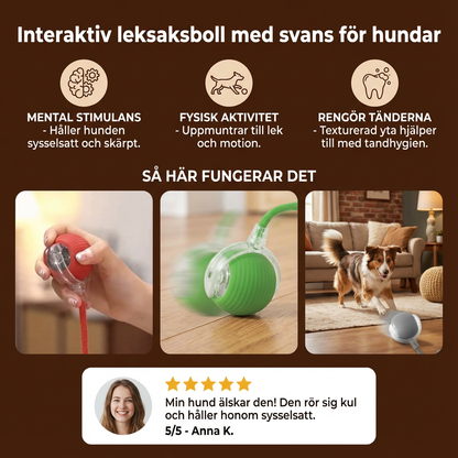 Interaktiv leksaksboll med svans för hundar