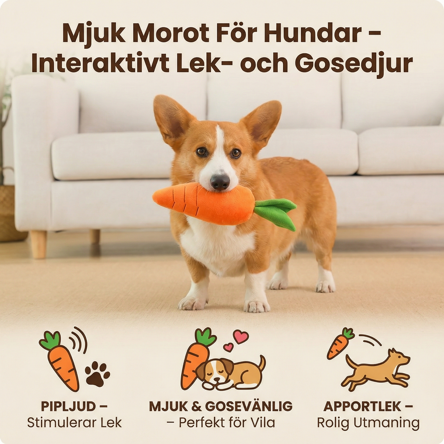 Mjuk Morot För Hundar – Interaktivt Lek- och Gosedjur