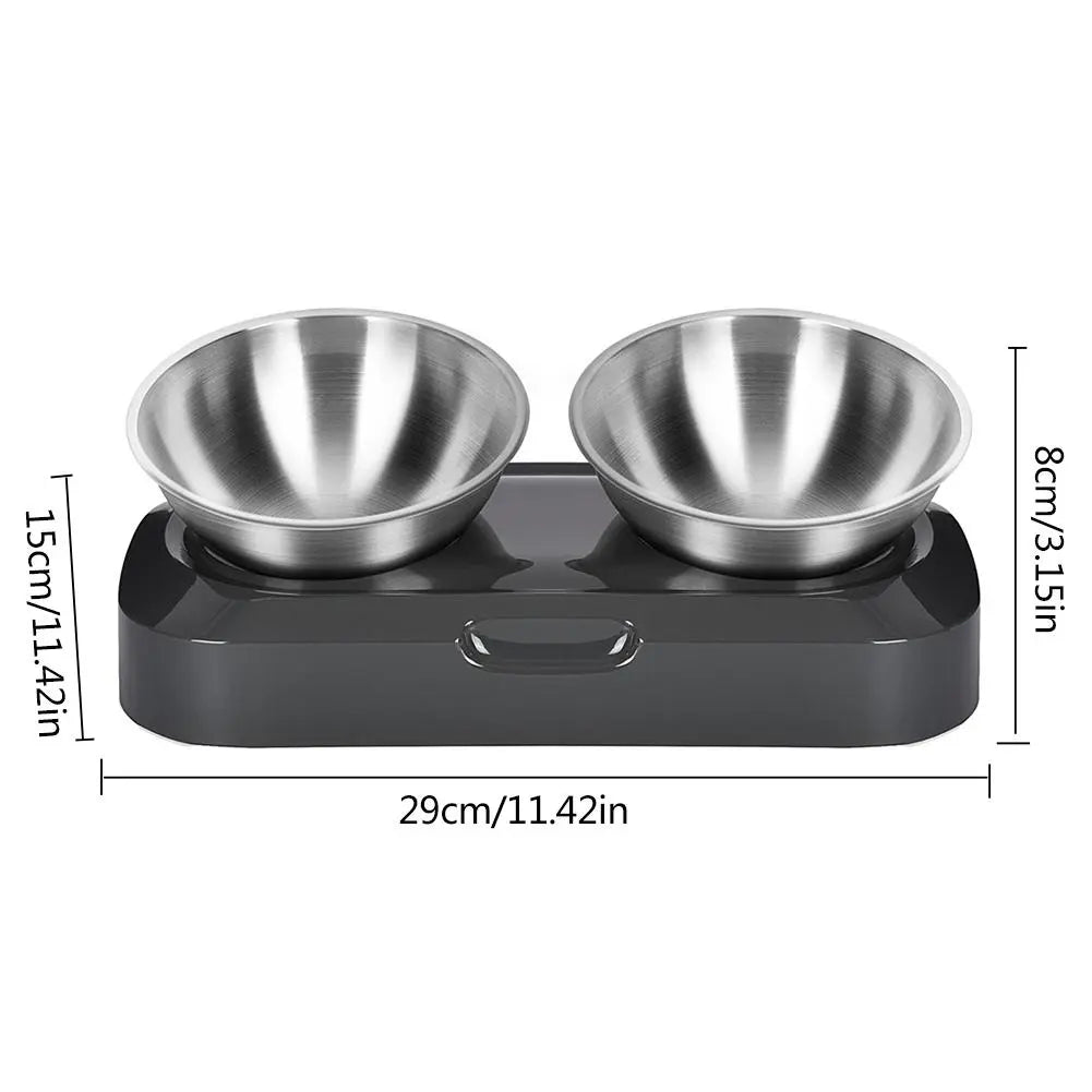 Dubbel kattlåda i rostfritt stål med stativ