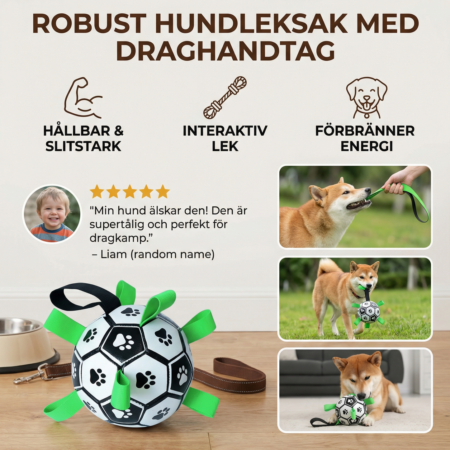 Robust hundleksak med draghandtag