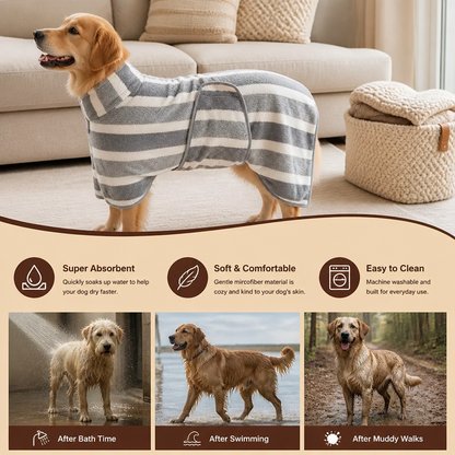 Hundbadrock i Mikrofiber – Mycket Absorberande och Mjuk för Snabb Torkning Efter Badet