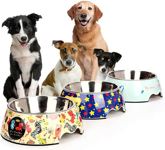 Färgglada Matskålar för Husdjur – Med Rostfritt Stål och Söta Mönster