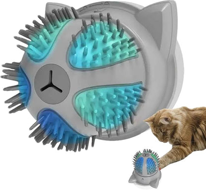 Elektrisk självmassagborste för katter med kattmyntafack och dubbel matning