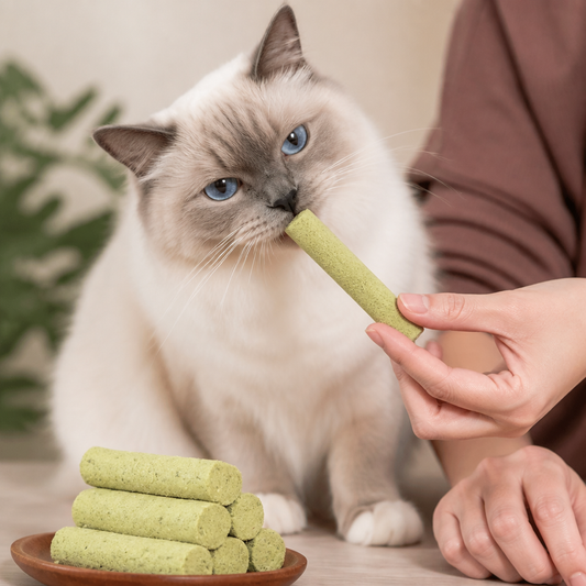 Kattgräs Tuggleksaker för Borttagning av Hårbollar och Rena Tänder