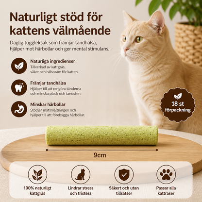 Kattgräs Tuggleksaker för Borttagning av Hårbollar och Rena Tänder