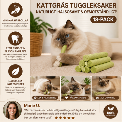 Kattgräs Tuggleksaker för Borttagning av Hårbollar och Rena Tänder