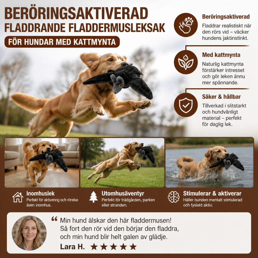 Beröringsaktiverad Fladdrande Fladdermusleksak För Hundar Med Kattmynta