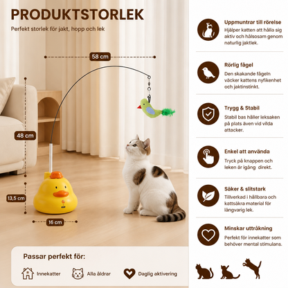 Interaktiv Kattvippa Med Anka Och Rörlig Fjäder För Rolig Jaktlek