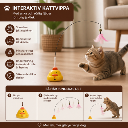 Interaktiv Kattvippa Med Anka Och Rörlig Fjäder För Rolig Jaktlek