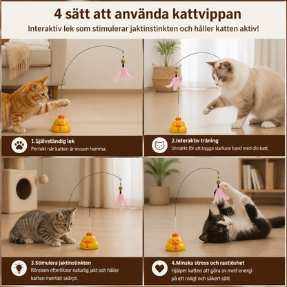 Interaktiv Kattvippa Med Anka Och Rörlig Fjäder För Rolig Jaktlek