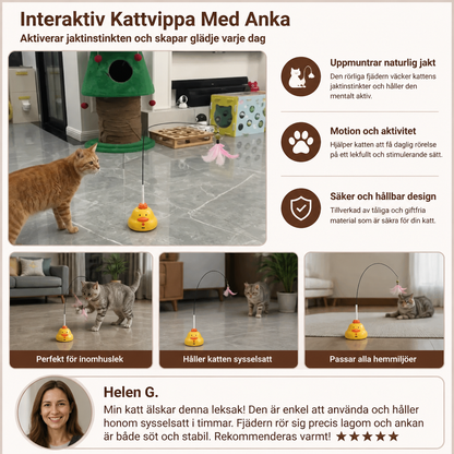 Interaktiv Kattvippa Med Anka Och Rörlig Fjäder För Rolig Jaktlek