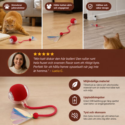 Uppgraderad Smart Rolling Cat Ball – Hållbar Interaktiv Leksak Med Nätspanssvans