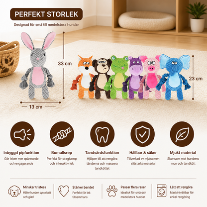 Plush Hundleksak Med Bomullsrep, Pipleksak Och Tandvårdsfunktion