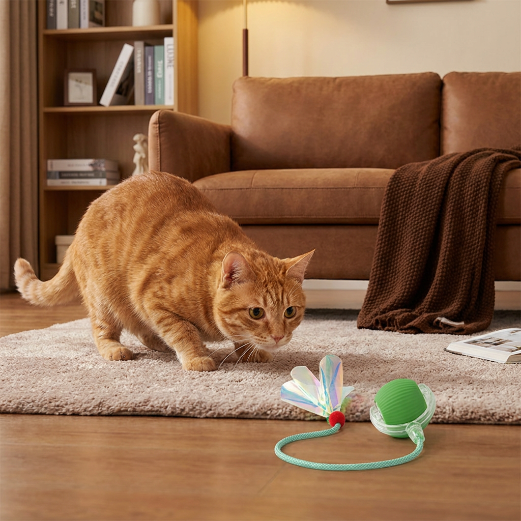 Uppgraderad Smart Rolling Cat Ball – Hållbar Interaktiv Leksak Med Nätspanssvans