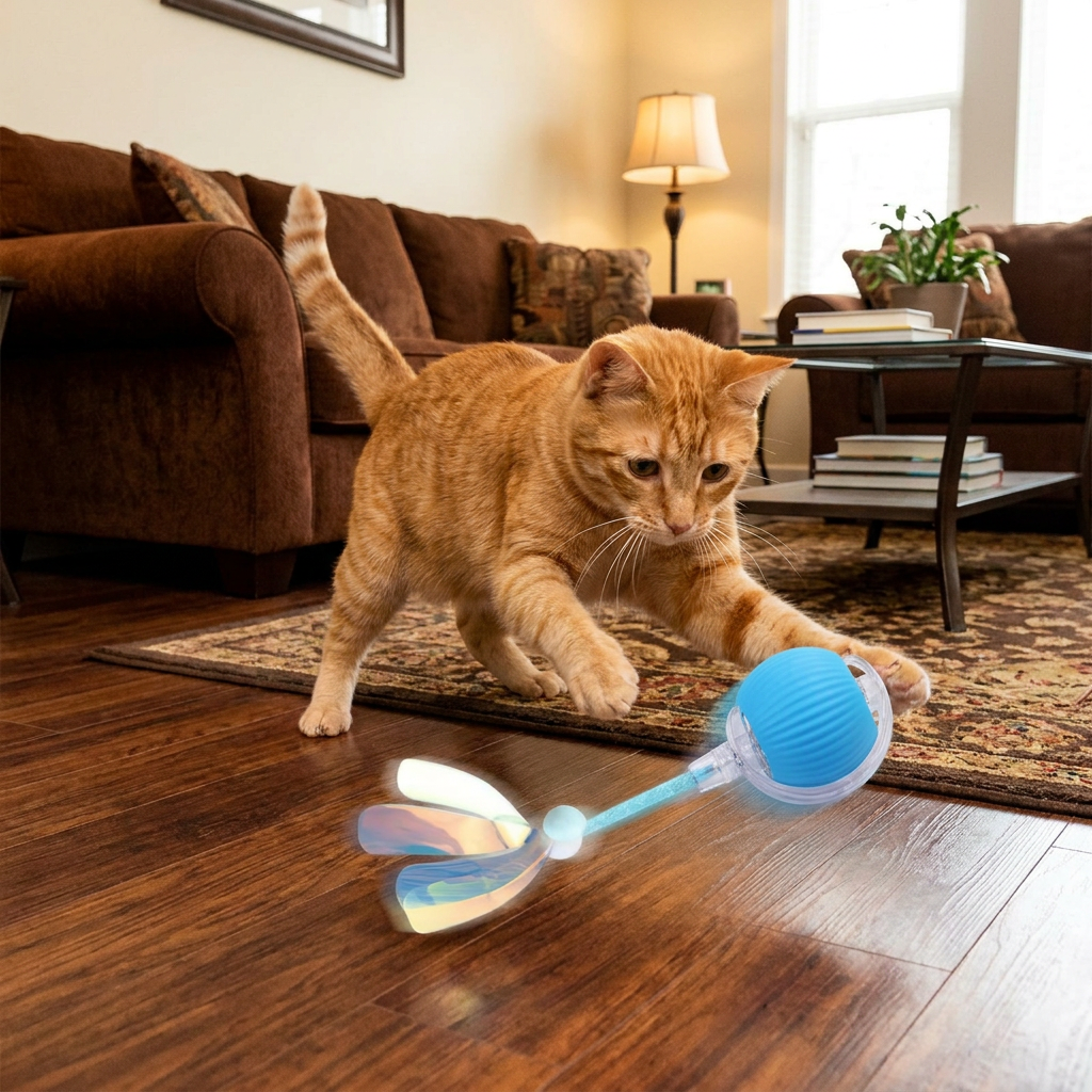 Uppgraderad Smart Rolling Cat Ball – Hållbar Interaktiv Leksak Med Nätspanssvans