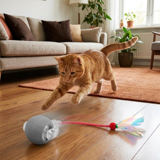 Uppgraderad Smart Rolling Cat Ball – Hållbar Interaktiv Leksak Med Nätspanssvans