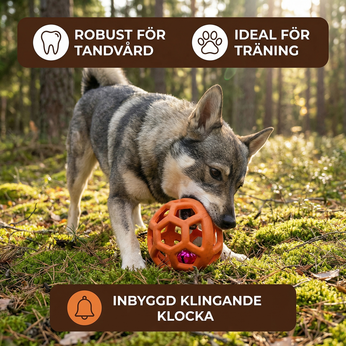 Hundens Klockboll Leksak - Hållbar Tandvård och Träning