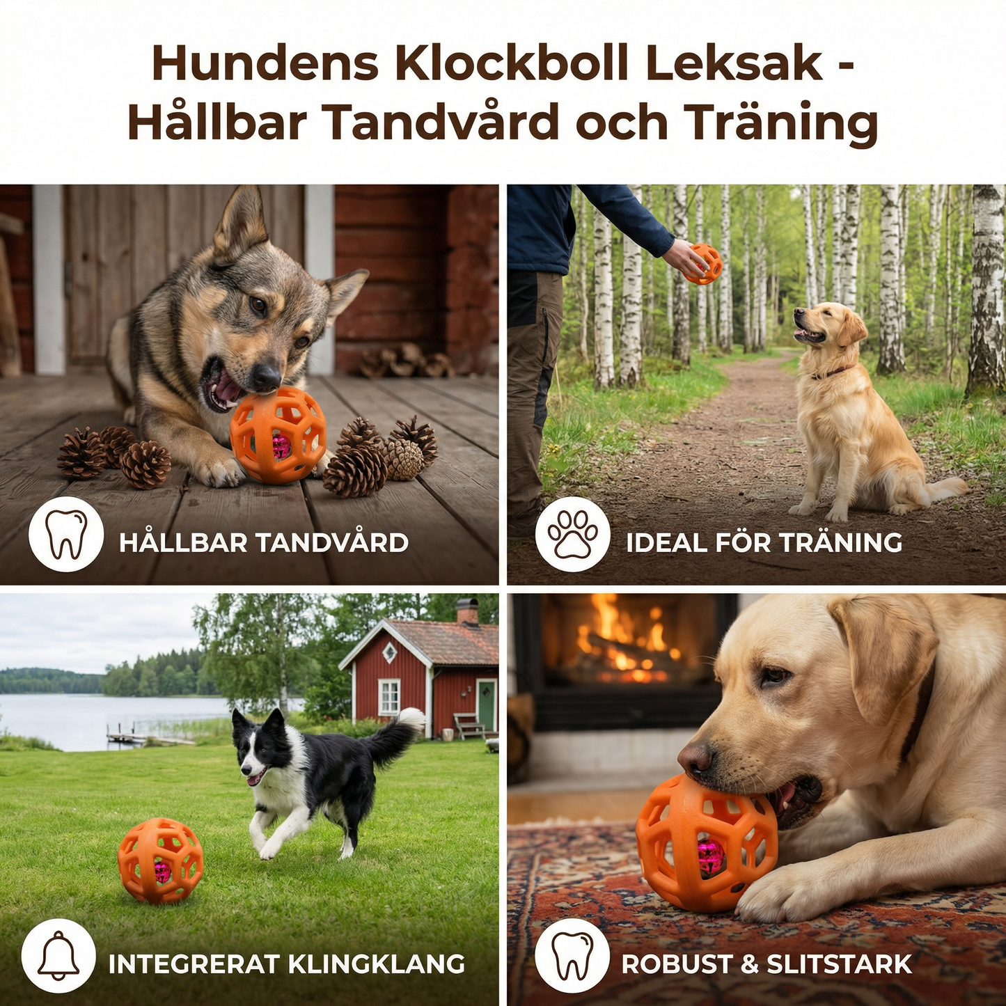 Hundens Klockboll Leksak - Hållbar Tandvård och Träning