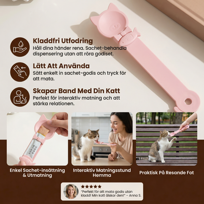 Leckerlöffel för katter – Foder- och snacksdispenser med lång handtag