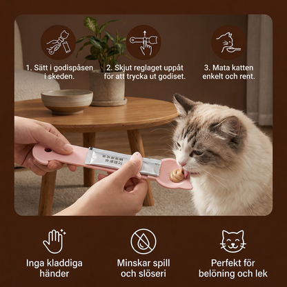 Leckerlöffel för katter – Foder- och snacksdispenser med lång handtag