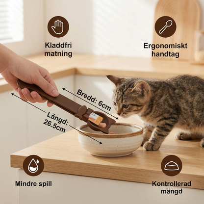 Leckerlöffel för katter – Foder- och snacksdispenser med lång handtag