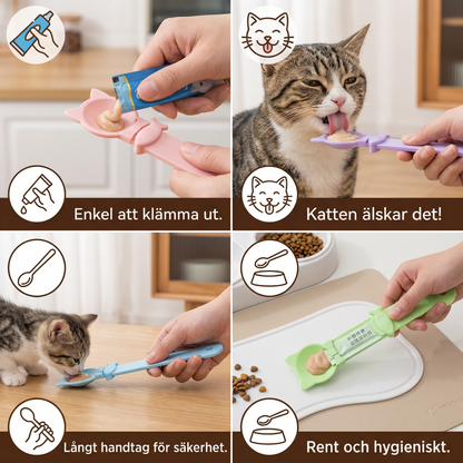 Leckerlöffel för katter – Foder- och snacksdispenser med lång handtag