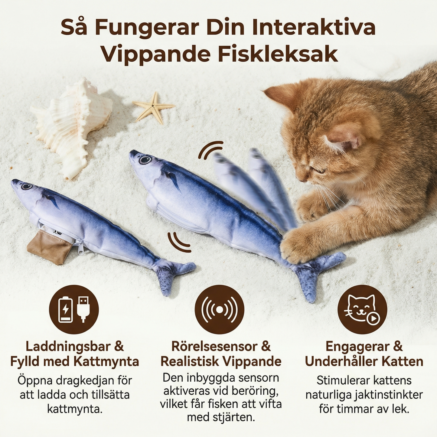 Interaktivt Vippande Fiskleksak för Katter
