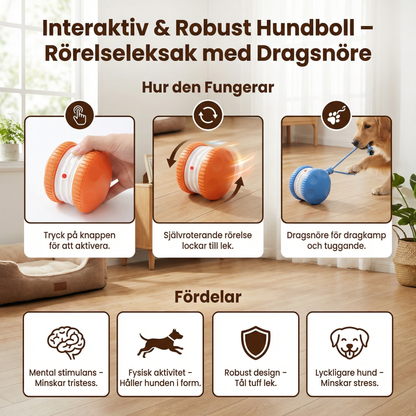 Interaktiv & Robust Hundboll – Rörelseleksak med Dragsnöre i Hundfärger
