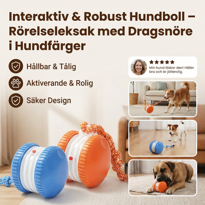 Interaktiv & Robust Hundboll – Rörelseleksak med Dragsnöre i Hundfärger