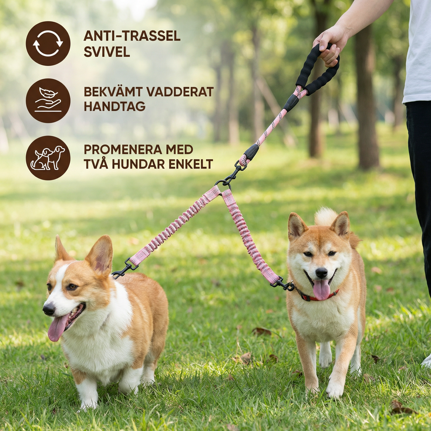 Enkel Anti-Trassel Dubbel Hundkoppel