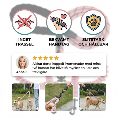 Enkel Anti-Trassel Dubbel Hundkoppel