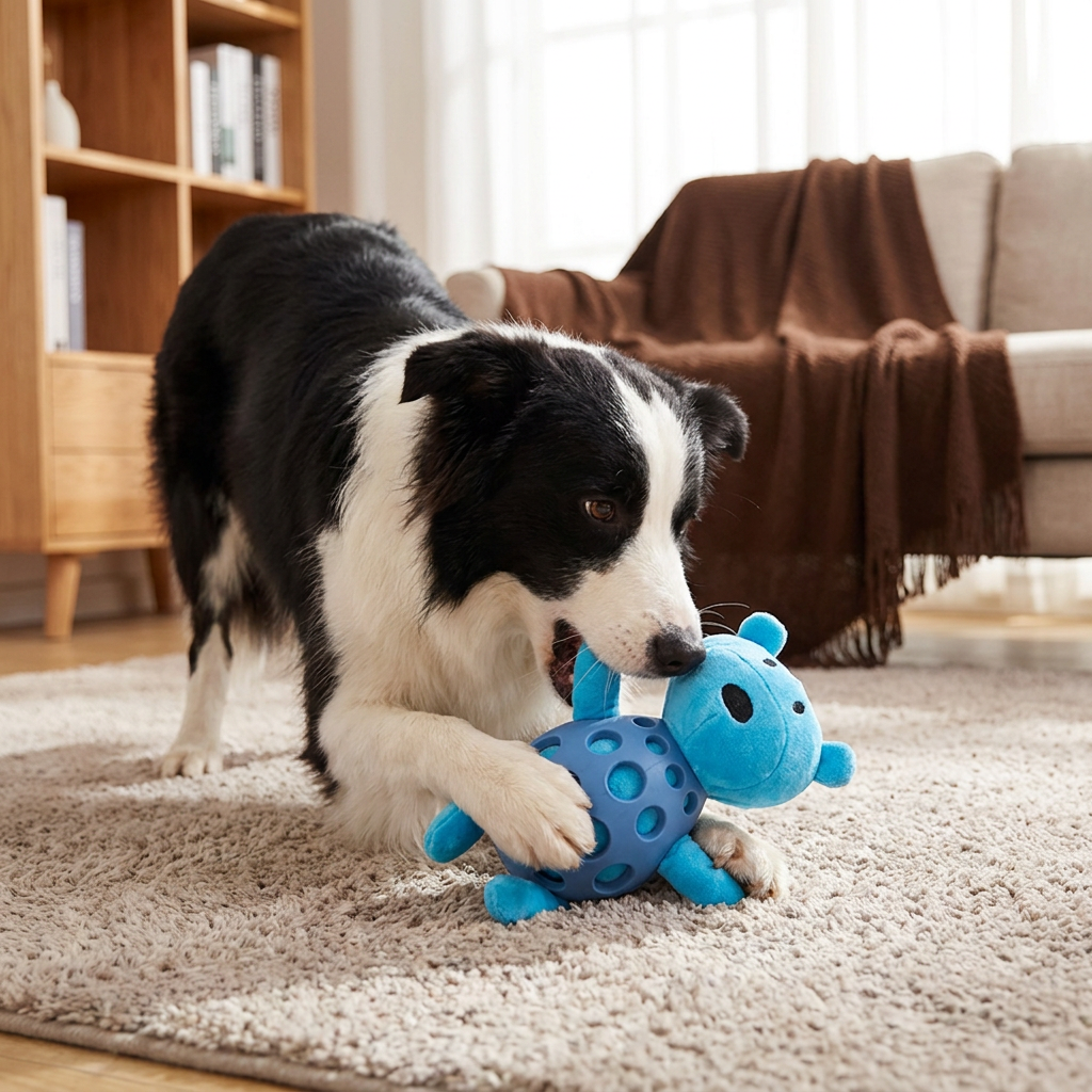 2-i-1 Björnhund-leksak – Pipande Mjukisdjur & Tandvårdande Tuggboll