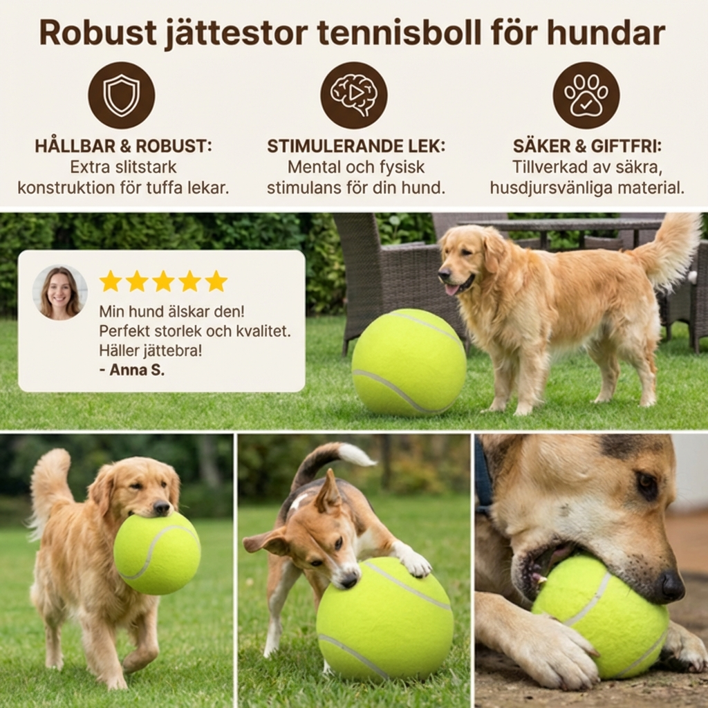 Robust jättestor tennisboll för hundar