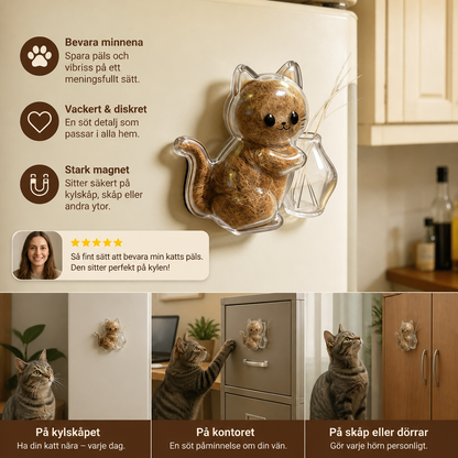 Kattmagnet för Morrhårsminnen – Minnesdisplay för Päls och Morrhår