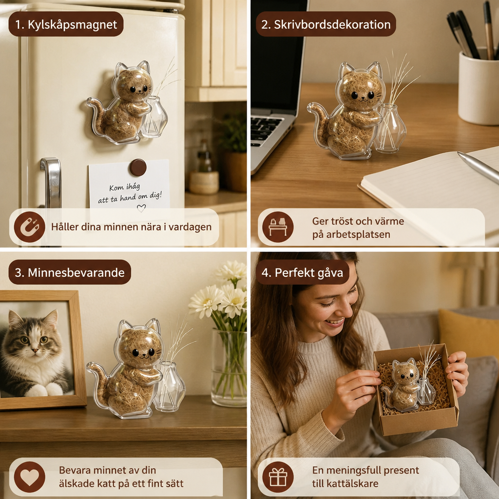 Kattmagnet för Morrhårsminnen – Minnesdisplay för Päls och Morrhår