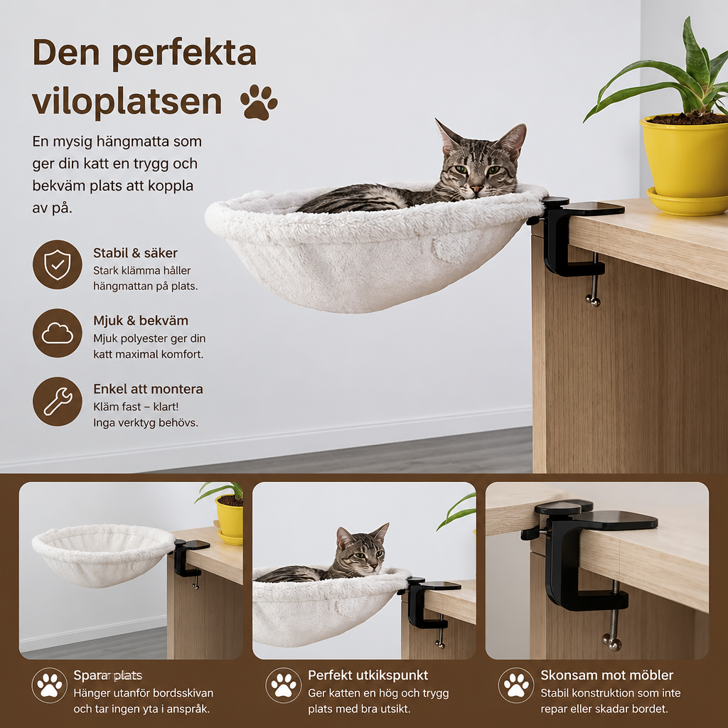 Premium Hängmatta För Katter För Skrivbord Och Hyllor