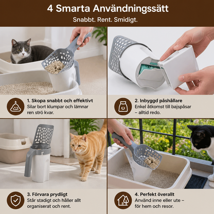 Kattströskopa med Hållare för Avfallspåse för Snabb och Kladdfri Rengöring