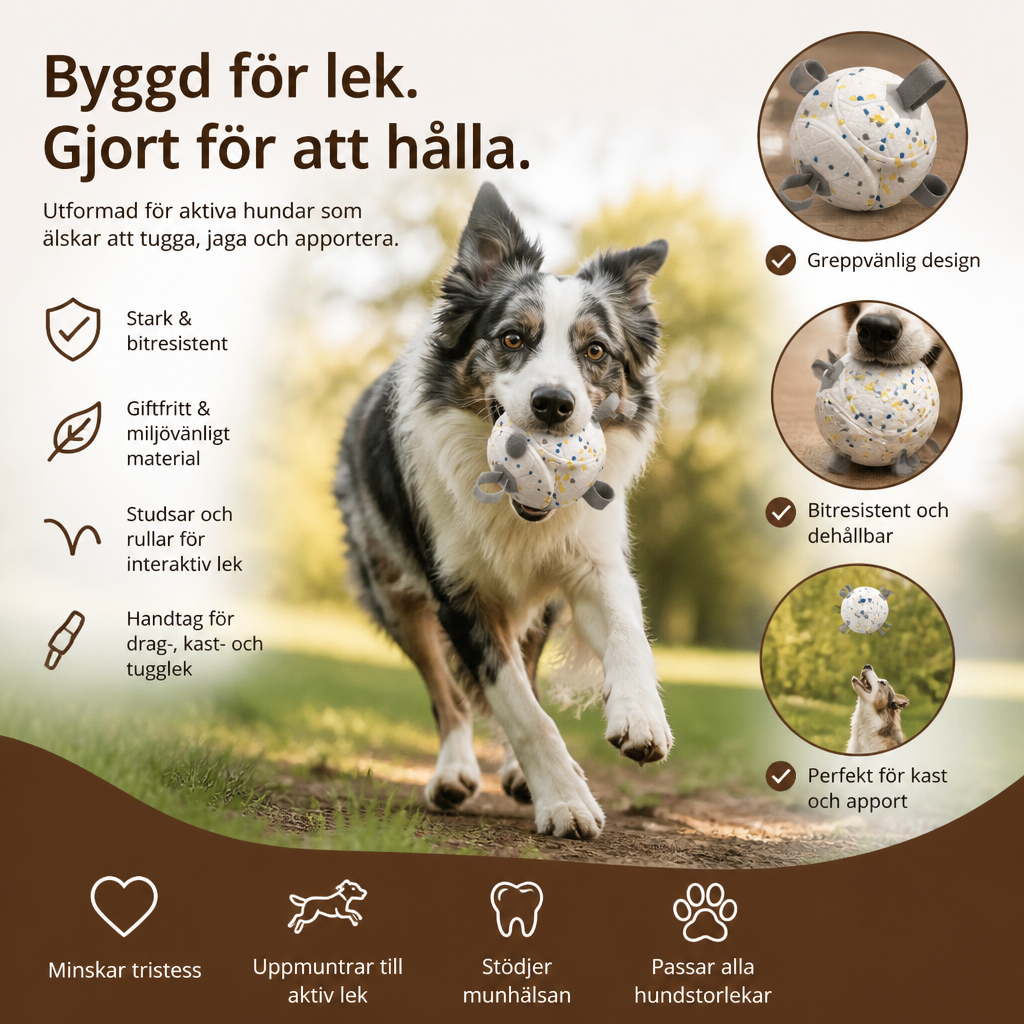 Miljövänlig Oförstörbar Hundboll – Bitresistent Interaktiv Dragkamp- Och Apporteringsleksak
