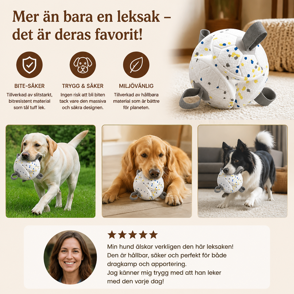 Miljövänlig Oförstörbar Hundboll – Bitresistent Interaktiv Dragkamp- Och Apporteringsleksak