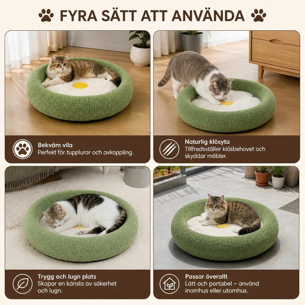 Blomsterkattklösbädd – Mysig 2-i-1 Klös- Och Vilolounge