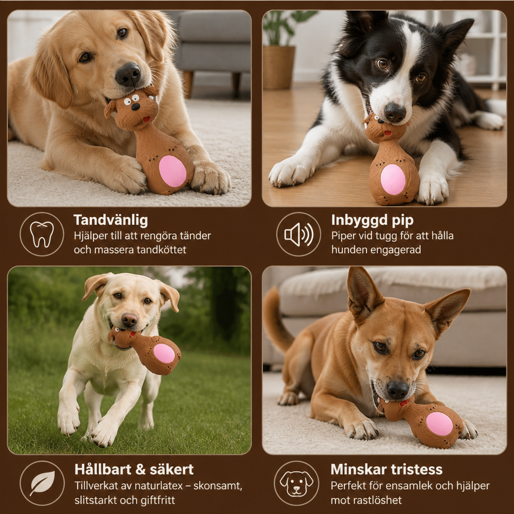 Hållbar Miljövänlig Latextandvårdsleksak För Hund Med Pipfunktion