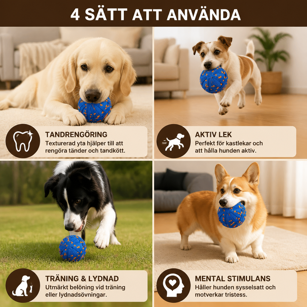 Interaktiv Laddningsbar Hundboll – Smart Rullande Och Tandvårdande Tuggleksak