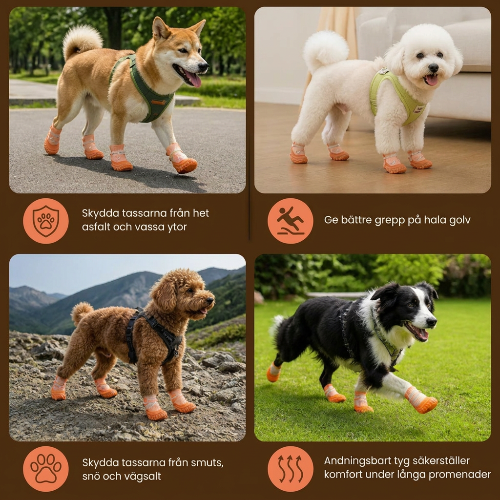 Skyddande Hundskor Med Justerbara Remmar För Bekväma Promenader Utomhus