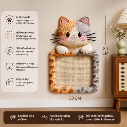 2-i-1 vävd självhäftande kattklösmatta & möbelskydd med interaktiv leksak