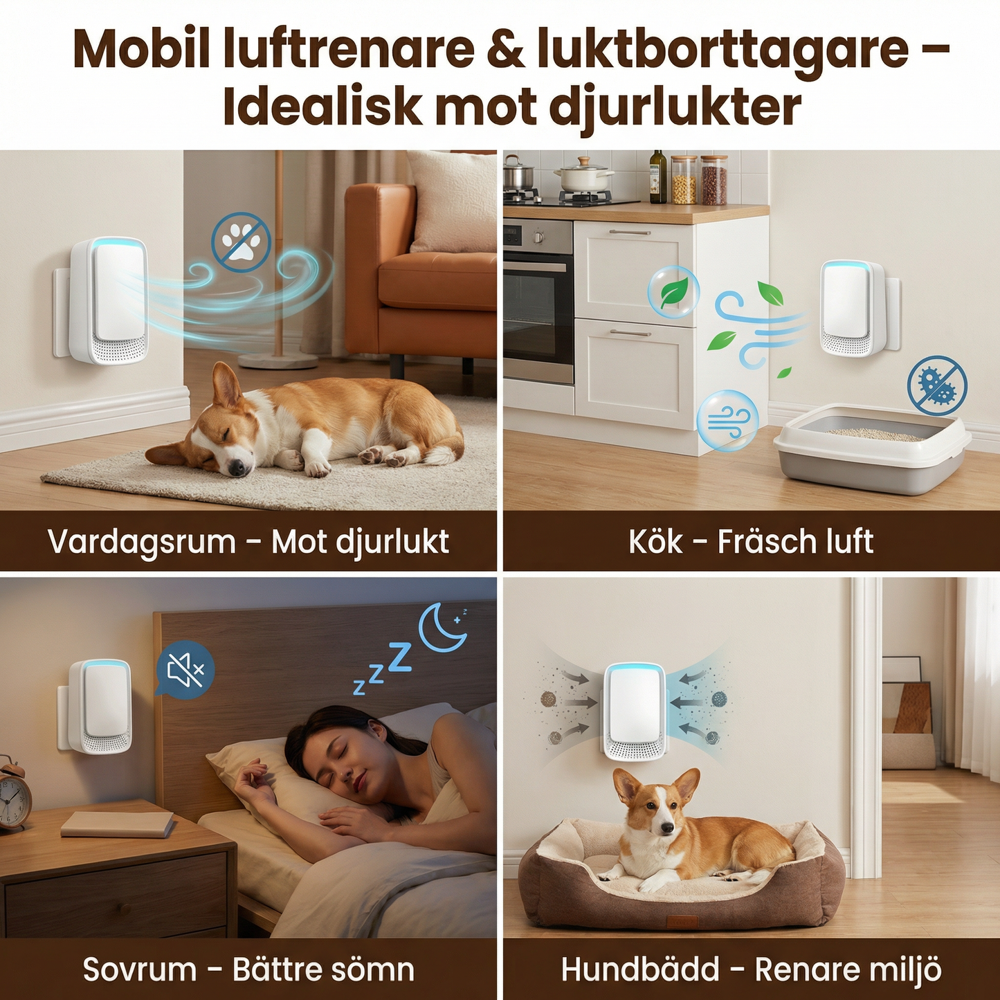 Mobil luftrenare & luktborttagare – Idealisk mot djurlukter