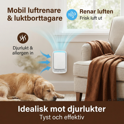 Mobil luftrenare & luktborttagare – Idealisk mot djurlukter