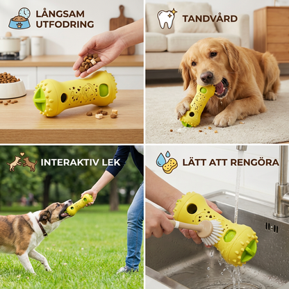 Slow Feeder Tuggbitleksak för Hundar – Godisdispenser och Tandvårdande Ben