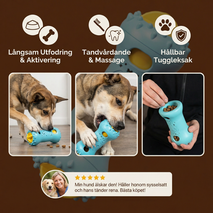 Slow Feeder Tuggbitleksak för Hundar – Godisdispenser och Tandvårdande Ben