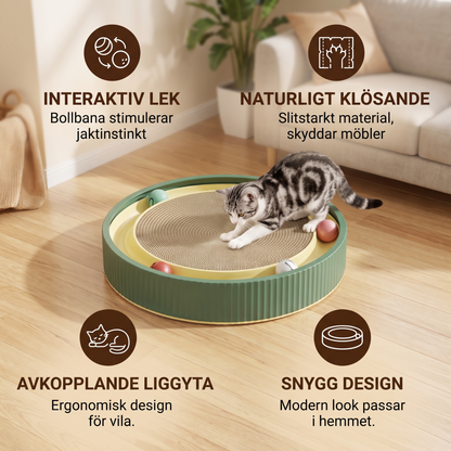 Interaktiv Kattklösbräda med Rullande Bollar och Avkopplande Lekyta
