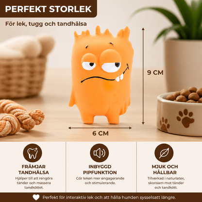 Slitstark Naturlig Pipande Latexleksak För Hundars Tandvård I Form Av Ett Monster